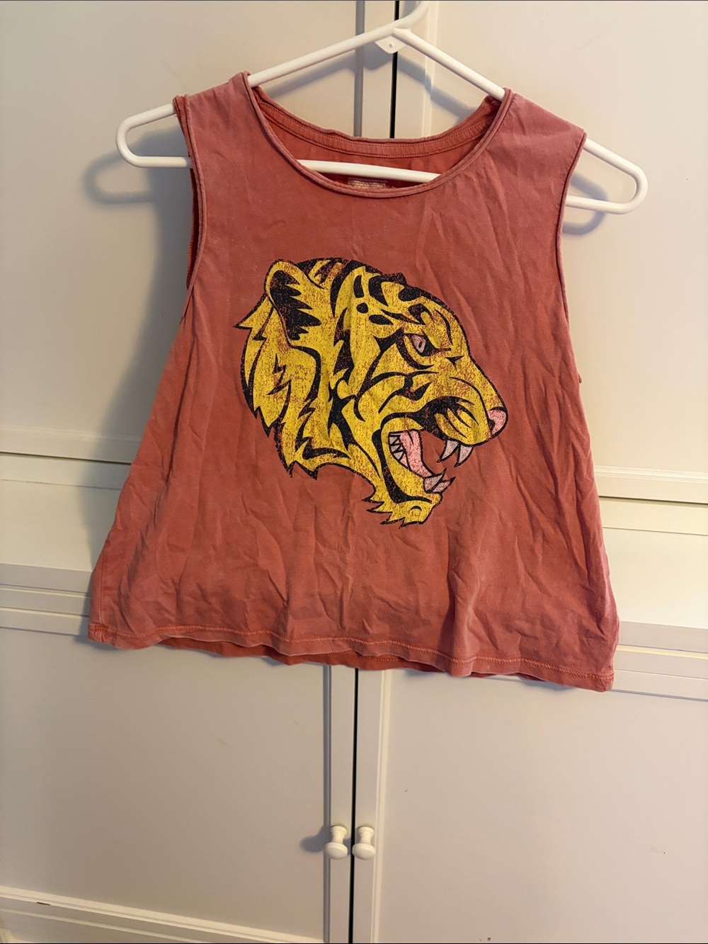 Colsie Tank Top in Dusty Rose with Yellow Tiger Graphic